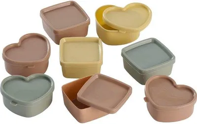 Produktbild von Kleine Gefrierdosen Set 8, Gelb Rosa Grün, Lebensmittel aufbewahren