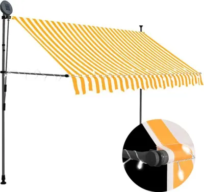 Produktbild von The Living Store Einziehbare Markise Handbetrieben mit LED 300 cm Weiß Orange