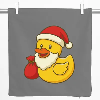 Produktbild von Huuraa Kissenbezug Quietscheente Weihnachtsmann Comic Gummiente 40x40cm Steel Grey Baumwolle Dekokissenbezug Geschenkidee