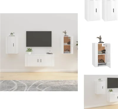Produktbild von vidaXL TV-Wandschränke 2 Stk. Hochglanz-Weiß 40x34,5x60 cm -  TV-Möbel