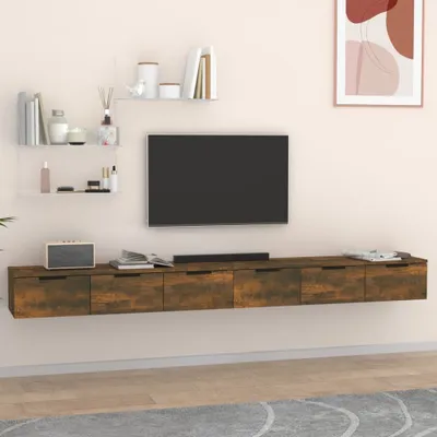Produktbild von The Living Store Wandschränke 2 Stk. Räuchereiche 102x30x20 cm Holzwerkstoff
