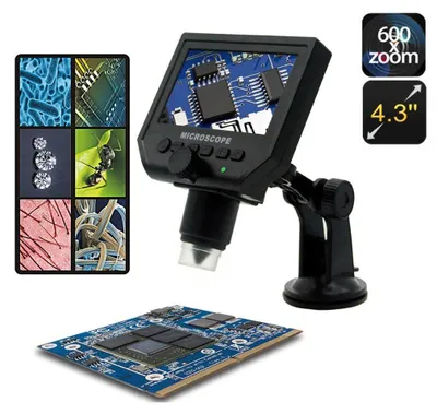 Produktbild von Tragbares Mikroskop mit 600-fachem Zoom und einer Auflösung von 3,6 MP sowie einem 4,3-Zoll-LCD-Display