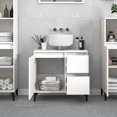 Produktbild von Cloris Designermöbel Badschrank Weiß 65x33x60cm Holzwerkstoff - 2026Neu491692 - Spiegelschränke