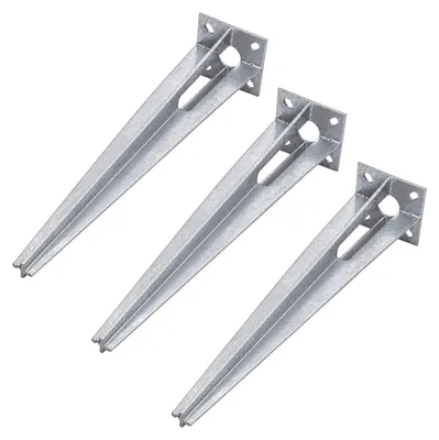 Produktbild von 3x Bodenhülse Einschlaghülse für Ø 40 mm Bodeneinschlaghülse 50 cm Länge Zaunpfahl verzinkt Aufnahme 100x100 mm