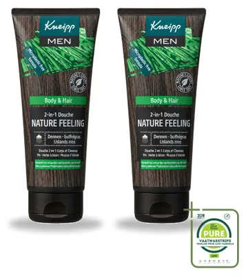 Productafbeelding van 2 x Kneipp Men 2-in-1 Douchegel Nature Feeling - 200 ml - Grote verpakking - 2 stuks