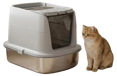 Produktbild von Katzenstreu Behälter, Edelstahl, Geruchstralisierer, Hellgrau, L