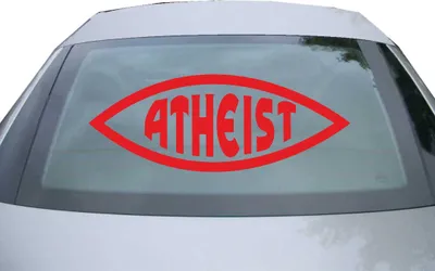 Produktbild von Indigos UG - Aufkleber Heckscheibe & Motorklappe DE2212 - rot - 600x225 mm - Atheist Fisch - Auto Scheiben Fenster Heckklappe Tuning Racing JDM - Die cut