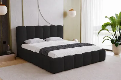 Produktbild von Doppelbett 200x200 cm Florent mit Bettkasten, Metall-Lattenrost - Bett Bouclé 200 x 200 cm, Schwarz (Lambi 13)