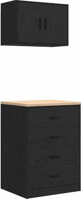 Image de Armoires de garage 2 pcs noir bois d'ingénierie