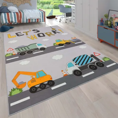 Image de Tapis pour chambre d'enfant Tapis pour enfants Tapis de jeu Antidérapant Gris Crème Dimensions 240 x 340 cm