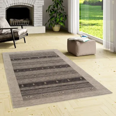 Produktbild von Natur Teppich Gabbeh Esta Grau Bordüre, Größe:140x200 cm