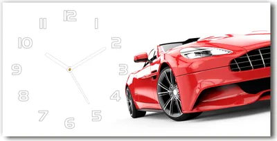 Produktbild von Wanduhr aus Glas – 60x30 cm - Glasbild - Glasuhr - Gehärtetes Glas - weisse-zeiger - Sportwagen