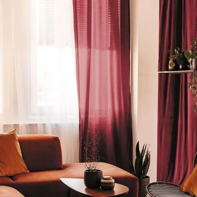 Obrázek produktu pro Červenobordóová bavlněná záclona s oky, rozměry 105x250 cm