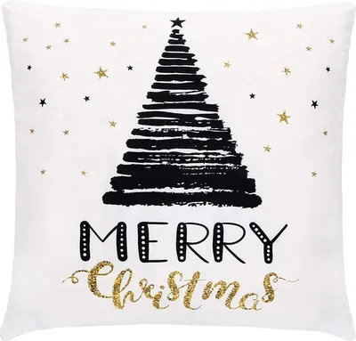 Produktbild von SPRINGOS Kissenbezug, Zierkissen, Tannenbaum, Ausmaß: 40 x 40 cm, Polster ,Frohe Weihnachten, Dekorative Kissenhülle, Winter, Weiß, Muster (Tannenbaum)