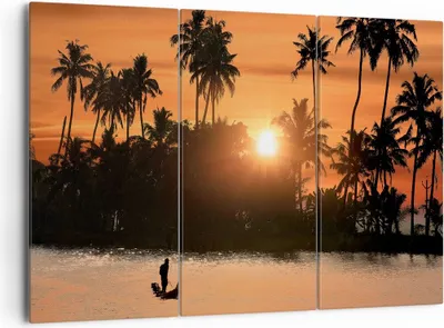 Produktbild von Bild auf Leinwand - Leinwandbild - Palme Fluss Sommer - 165x110cm - Wand Bild - Wanddeko - Leinwanddruck - Bilder - Kunstdruck - Wanddekoration - Leinwand bilder - Wandkunst - CE165x110-3894