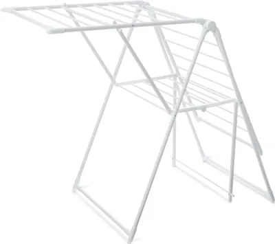 Image de Séchoir à linge Amazon Basics en métal, 2 ailes, pliable, 155 x 60 x 100 cm, blanc