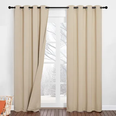 Verdunkelungsvorhänge 2er-Set, 132x213 cm, Beige, Schallschutz