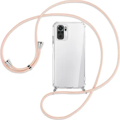 Produktbild von Handykette Backcover-Schutzhülle mit Band (Metall silberfarben) für Xiaomi Redmi Note 10 4G - rose peach