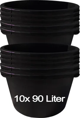 Image de 10 seaux à mortier de 90 litres Seau de chantier Seau à mortier Seau à plâtre Seau de maçon Seau