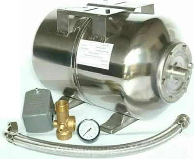 Produktbild von CHM GmbH® Membrankessel 24 L Druckkessel Edelstahl mit Druckschalterset 5 teilig und Panzerschlauch