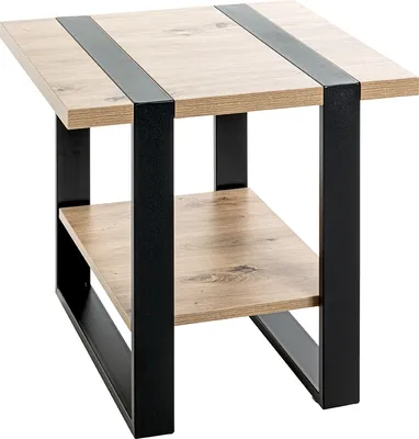Produktbild von Beistelltisch >47477< in eiche, schwarz - 45x45x45cm (BxHxT)