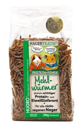 Produktbild von HUGRO NT Mehlwürmer getrocknet | Einzelfuttermittel für Ziervögel, Wildvögel, Reptilien, Hühner, Nager und Kaninchen | 100 % Mehlwürmer | Snack