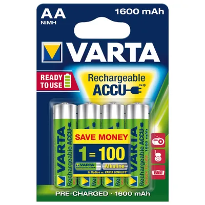 Produktbild von Varta 56676 101 404, Wiederaufladbarer Akku, AA, Nickel-Metallhydrid (NiMH), 1,2 V, 4 Stück(e), 1900 mAh