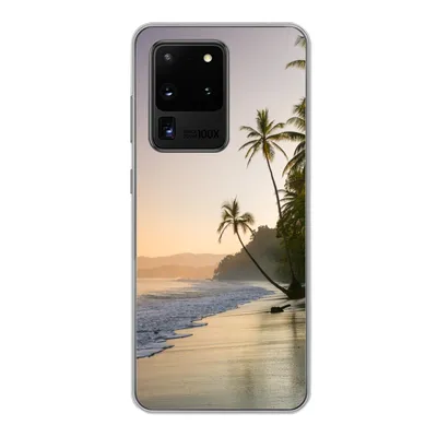 Produktbild von MuchoWow® Handyhülle Schutzhülle Hülle für Samsung Galaxy S20 Ultra Strand - Sonnenuntergang - Tropisch Silikon Softcase Handy Hülle - Karteninhaber