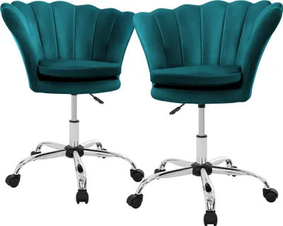 Produktbild von ML-Design 2er Set Bürostuhl Schreibtischstuhl 360° drehbar mit Rückenlehne, Gepolsterter Muschel-Sessel, 5 Rollen