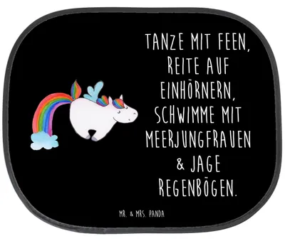 Produktbild von Mr. & Mrs. Panda Sonnenschutz Auto Einhorn Fliegendes Pferd - Schwarz - Geschenk, Unicorn, für, autofenster, Glitzer, Realität, Fürs, Spielen, hitzeschutz, Regenbogen