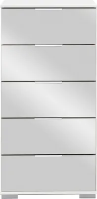 Produktbild von Schlafzimmer Schubkastenkommode in weiß mit Spiegelfront ELSTRA-43, B/H/T ca. 49/102/41 cm