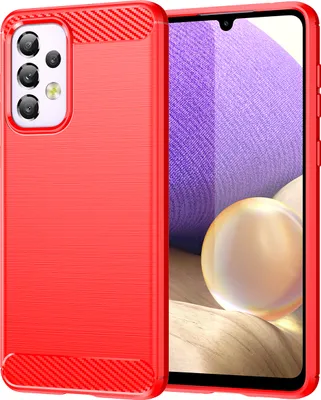 Produktbild von Galaxy A33 5G Hülle, Carbon-Faser TPU Silikon Stoßfest Schutzhülle für Samsung Galaxy A33 5G Rot