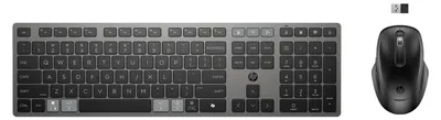Productafbeelding van HP Combinatietoetsenbord en muis 725, draadloos, geschikt voor meerdere apparaten, full-size (100%), draadloos (RF en Bluetooth), schaartoetsen, zwart, inclusief muis