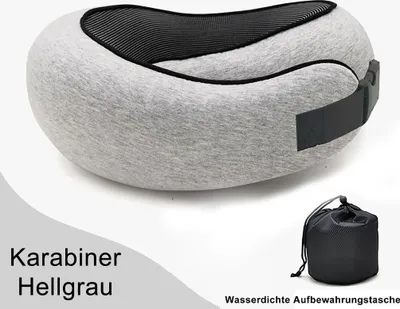 Produktbild von Reise Nackenkissen, Orthopädisches Nackenkissen Schlafen Memory Foam 3D-Augenmaske, Leuchtend gelbe Hellgrau