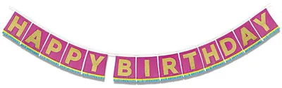 Happy-Birthday-Banner mit Fransen, 3,35 m, 1 Stück