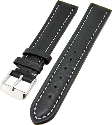 Produktbild von Uhrenarmband Kalbslederband Dunkelgrün mit weißer Naht 18mm sportliche Optik