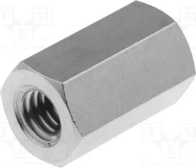 Obrázok produktu pre 10 kusov distančných objímok so závitom (vnútorný závit M4), dĺžka 12 mm, šesťhranné, mosadzné, rozmery 116 x 12 mm
