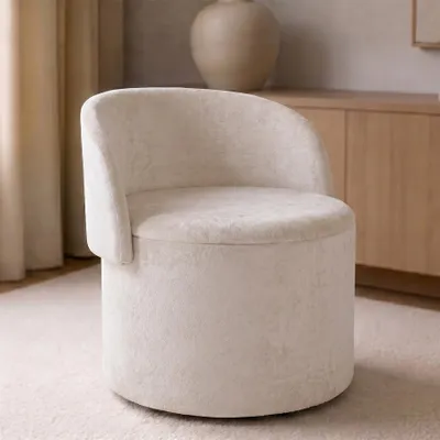 Produktbild von riess-ambiente Sessel LUNA 65cm beige Bouclé Polsterhocker mit klappbarer Rückenlehne Stauraum