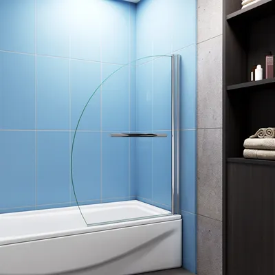 A shower screen attached to a bathtub in a bathroom.