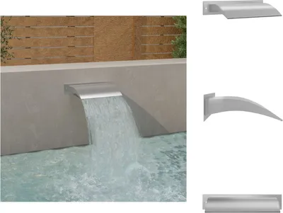 Obrázok produktu pre vidaXL Bazénový vodopád strieborný 45x9x26 cm z nerezovej ocele - Fontány a vodopády