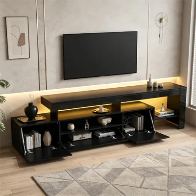 Produktbild von TV schrank mit 3 schränke TV stand und Fernsehschrank Mit LED Hochglanz Lowboard und Fernsehtisch TV-Board und TV-Kommode