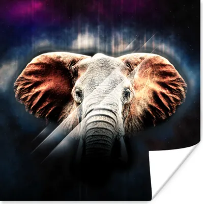 Produktbild von MuchoWow® Poster Elefant - Linie - Farben 100x100 cm - Babyzimmer