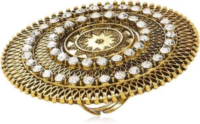 Image de Bagues en cristal mosaïque bohème antique de style Bollywood, grande taille, bague ouverte