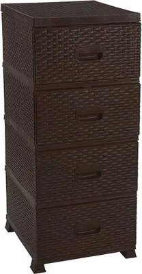 Produktbild von Deco4Home Kommode aus Kunststoff | 4 Schubladen | 38x45x90cm | Braun