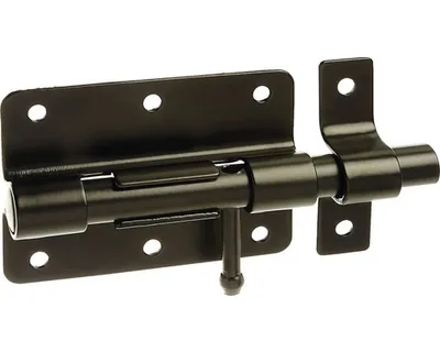 Produktbild von Bolzenriegel mit befestigter Schlaufe 80x58 mm schwarz kunststoffbeschichtet