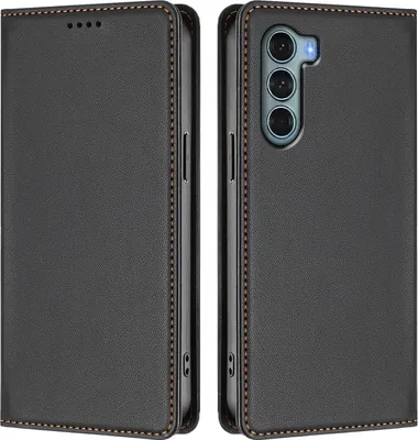 Obrázek produktu pro Kožené pouzdro pro Motorola Moto G200, magnetické flipové pouzdro zPolyuretankůže se stojánkem Černá