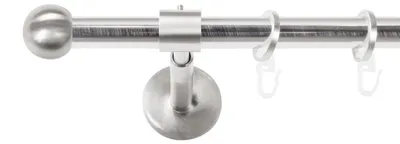 Produktbild von SN Deco Gardinenstange Straßburg, 19 mm, 1-läufig, Stahl, Komplett-Set mit Ringen, geschlossener Träger, 120 cm, edelstahl optik