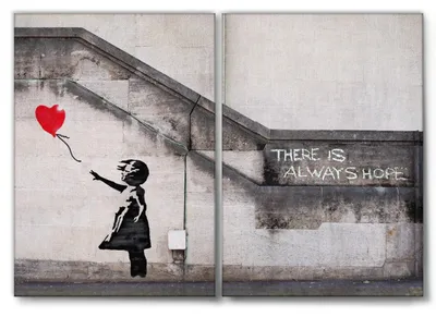 Image de Giallobus -  - Banksy - 144x100cm | 2pz. x 70x100cm - Tableau - Toile