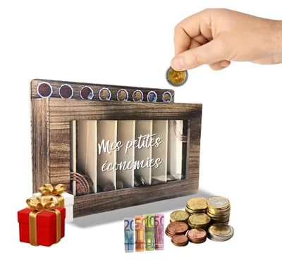 Immagine prodotto di Solidchoice - Salvadanaio in legno con scomparti per monete