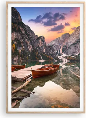 Produktbild von Gerahmtes Poster - Rahmen in heller Eiche - Boote Berge See - 70x100 cm - Wand Bild - Wanddeko - Wandbilder - Kunstposter - Wandposter - Bilderrahmen - Bilder - Kunstdruck - P2NPA70x100-4638